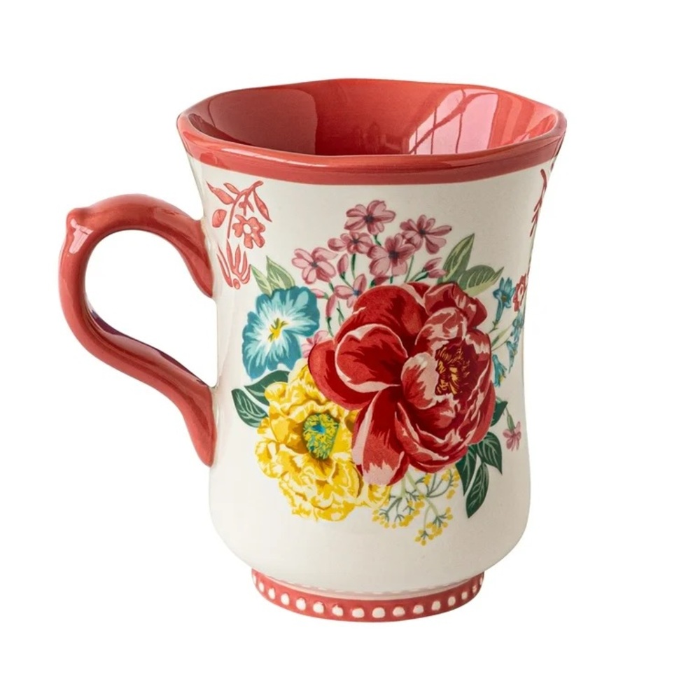 ๐บ New Pioneer Woman 2022 Fancy Flourish Pink 18-Ounce Stoneware Mugs, Qty 4 - Picture 8 of 10